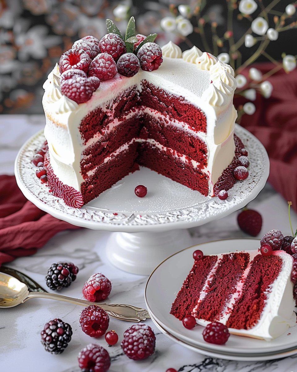 Tarta Red Velvet con Frutos Rojos