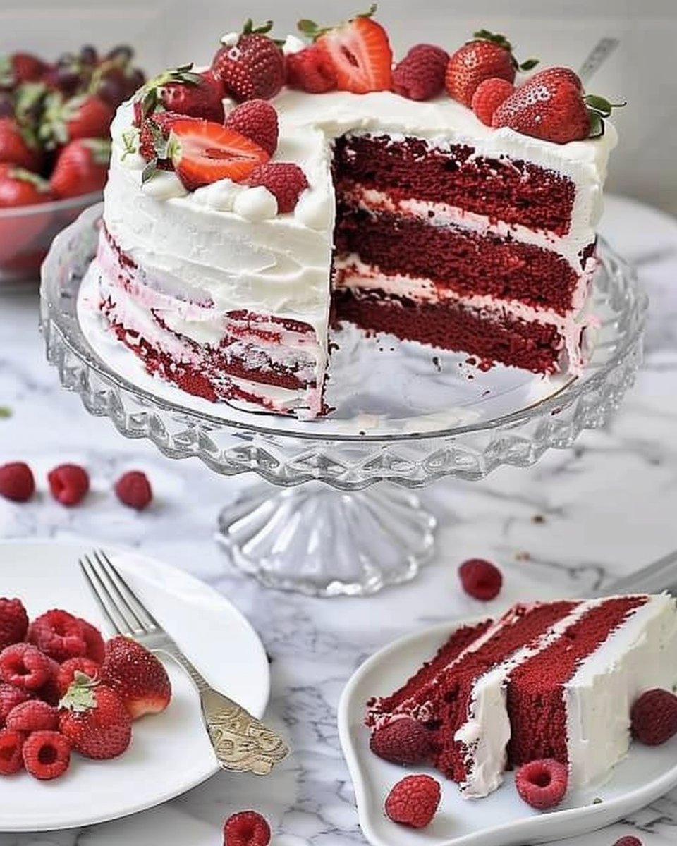 Tarta Red Velvet con Frutos Rojos