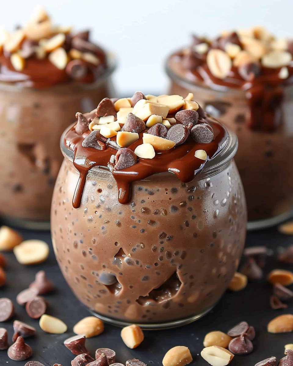 Pudín de chía con chocolate y mantequilla de maní