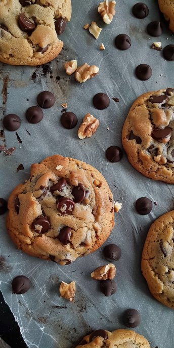 Galletas con chispas de chocolate y nueces