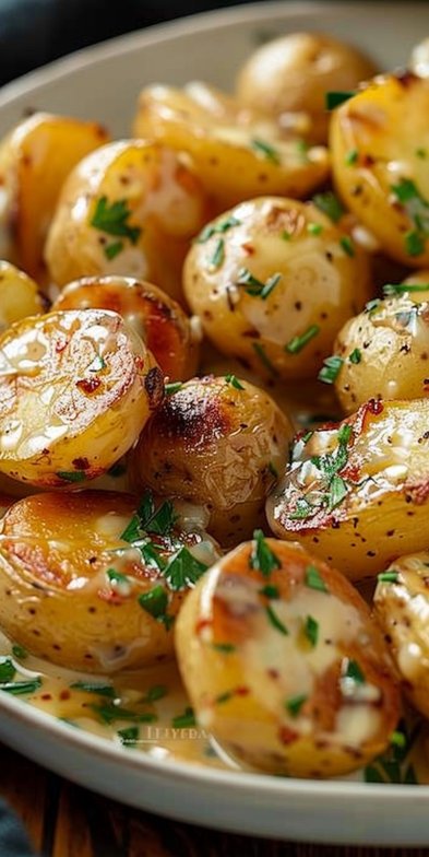 Salsa de Ajo Irresistiblemente Cremosa con Papas Baby Que Desearás