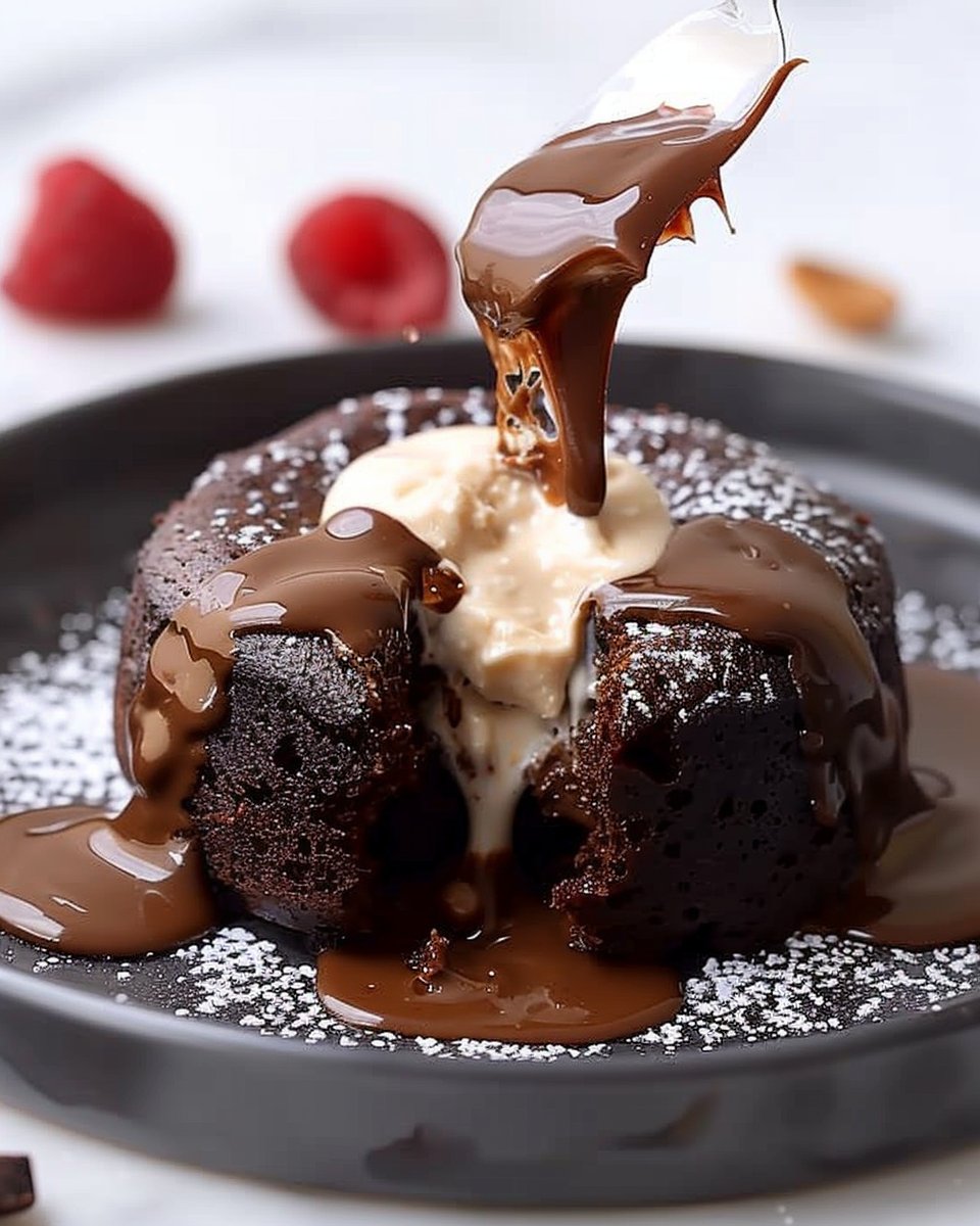 Pasteles de Lava de Chocolate y Mantequilla de Cacahuate Keto