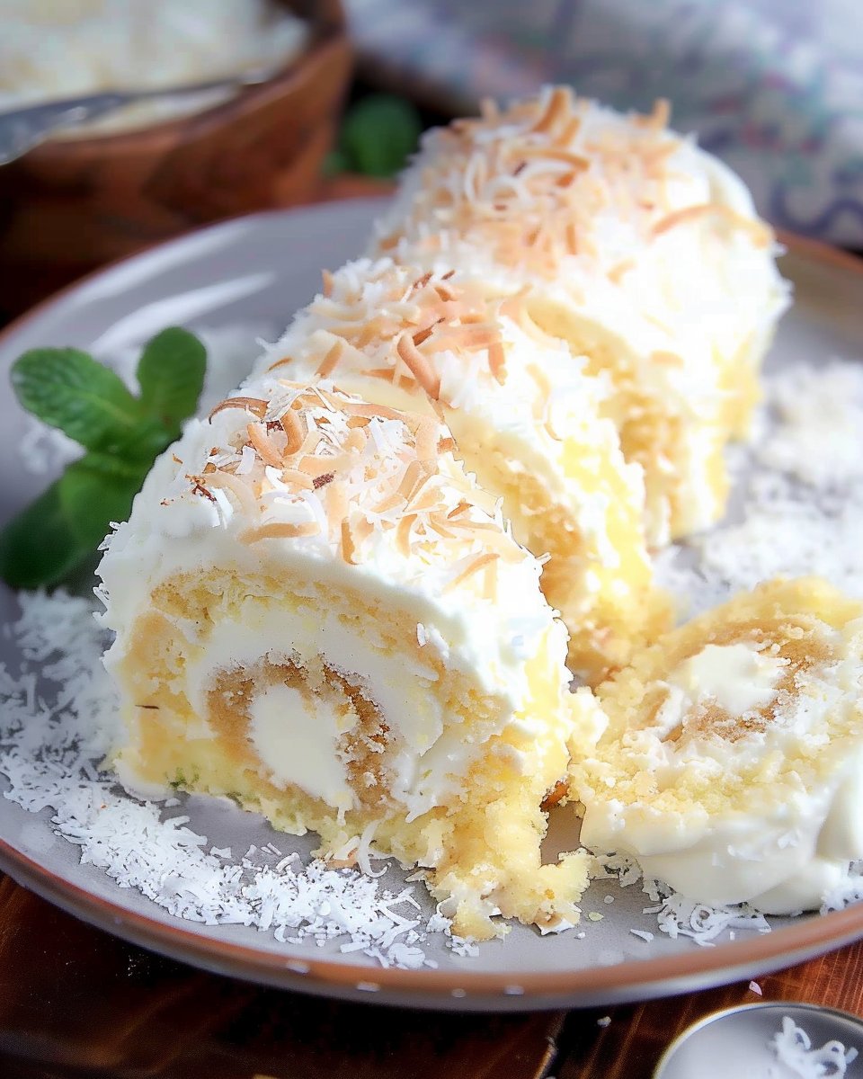 Rollito de Pastel de Coco