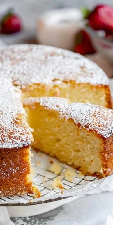 Bizcocho esponjoso casero recién horneado en un plato