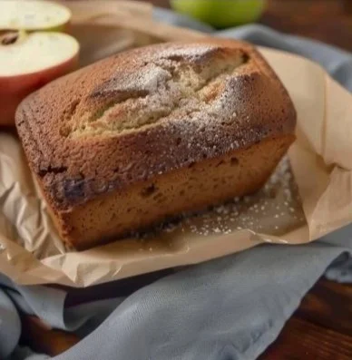 Bizcocho de manzana con nueces y canela en un plato