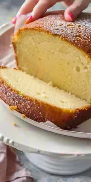 Bizcocho de yogur esponjoso recién horneado en un plato