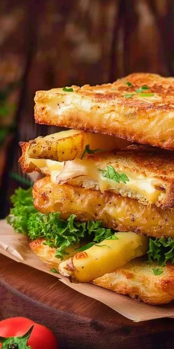 Bocadillo de papas con queso, un plato irresistible y sabroso