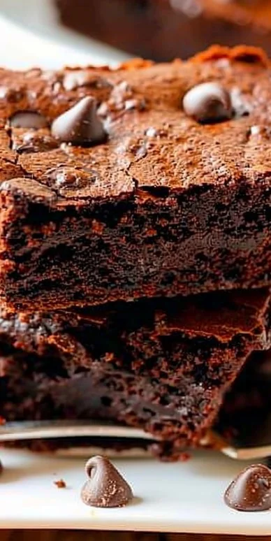 Brownies de chocolate y calabaza recién horneados en un plato