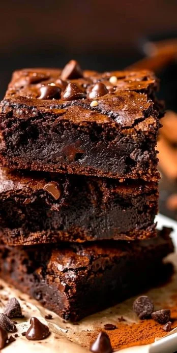 Brownies de chocolate y calabaza recién horneados en un plato