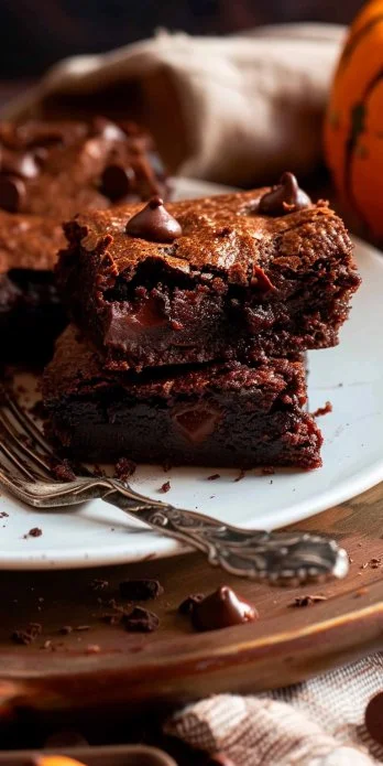 Brownies de chocolate y calabaza, postre delicioso y saludable