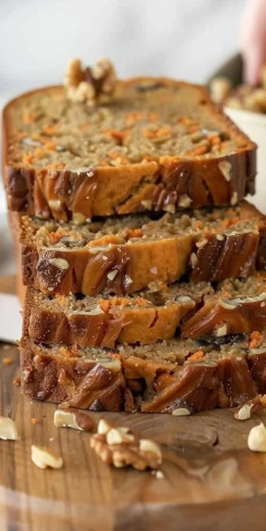 Pastel de zanahoria y nuez con decoración de crema en un plato de cerámica.