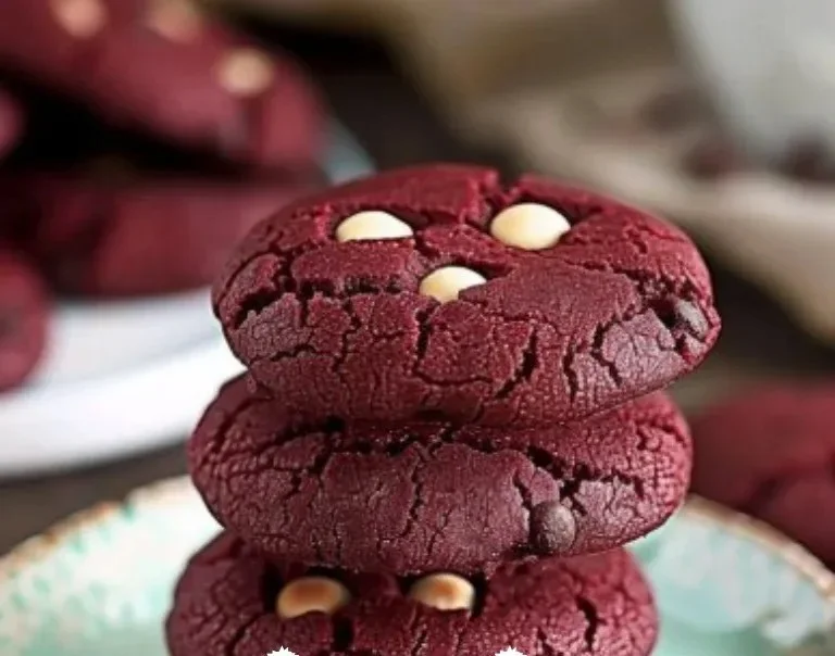 Galletas red velvet saludables recién horneadas con ingredientes frescos