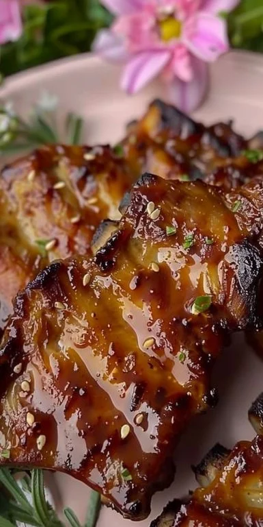 Costillas a La Miel y Mostaza cocinadas en la freidora de aire