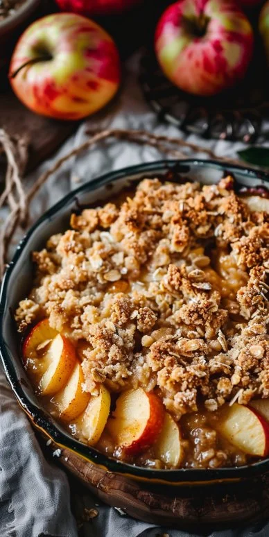 Crumble de Manzana con Avena, un postre crujiente y delicioso