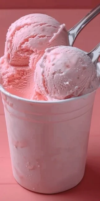 Helado fácil de 3 ingredientes en un recipiente blanco