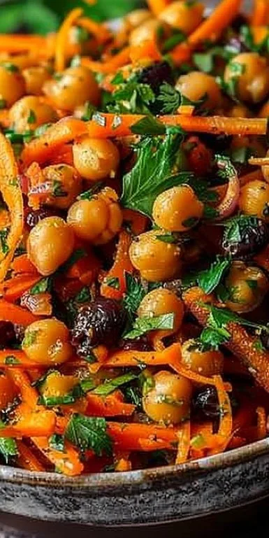 Ensalada de zanahoria y garbanzos marroquíes, colorida y nutritiva