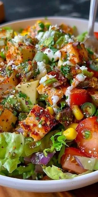 Foto de una Ensalada Santa Fe colorida y nutritiva