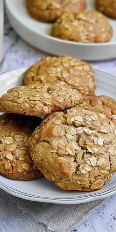 Galletas caseras de avena recién horneadas en un plato