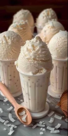 Helado de coco casero simple y fácil de preparar