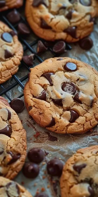 Galletas con chispas de chocolate recién horneadas en un plato