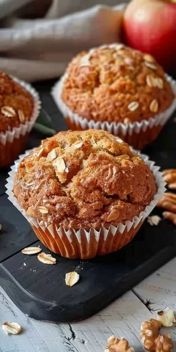 Muffins de manzana recién horneados en un plato