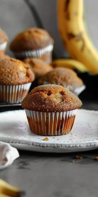 Muffins de plátano recién horneados, perfectos para un desayuno saludable