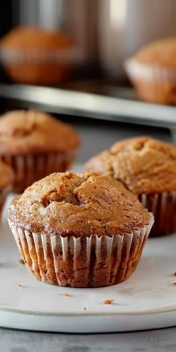 Imagen de muffins de plátano recién horneados y esponjosos