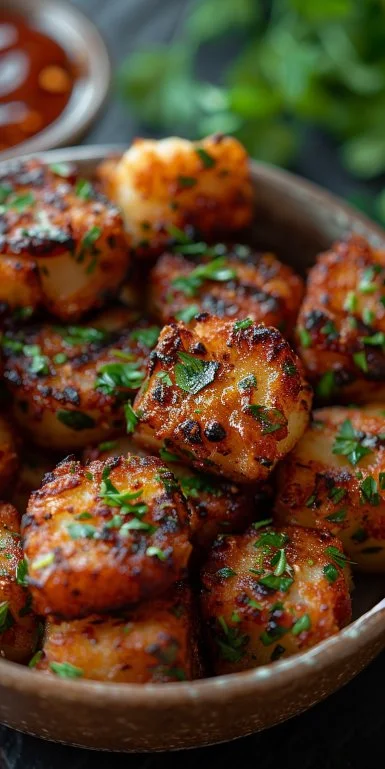 Nuggets de patatas crujientes preparados en freidora de aire