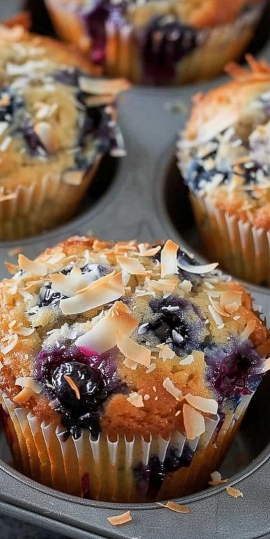 Muffins de Arándanos y Coco