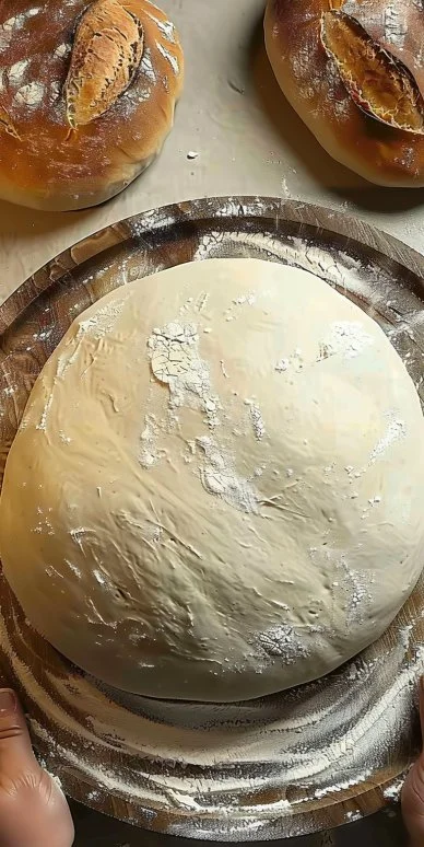 Receta de pan casero recién horneado en casa.