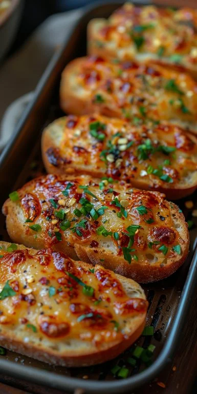 Pan de Ajo crujiente hecho en freidora de aire
