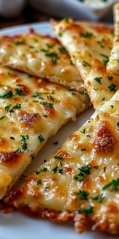 Pan de Ajo Tortilla con Queso crujiente hecho en freidora de aire