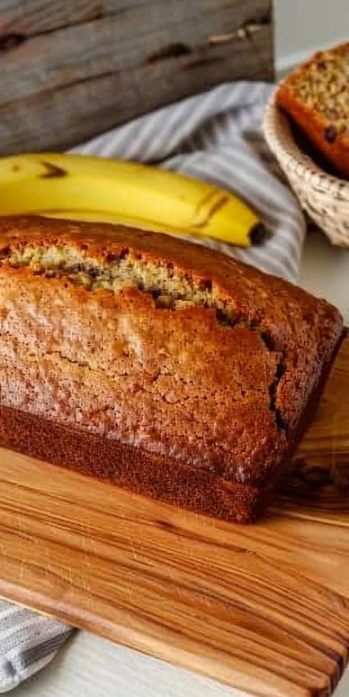 Delicioso Pan de Banana recién horneado con rodajas de banana