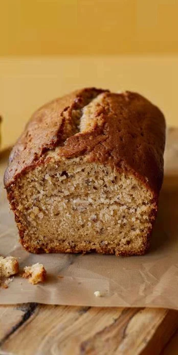 Rebanadas de pan de banana esponjoso recién horneado