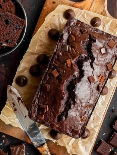 Pan de banana y chocolate sin azúcar en un plato