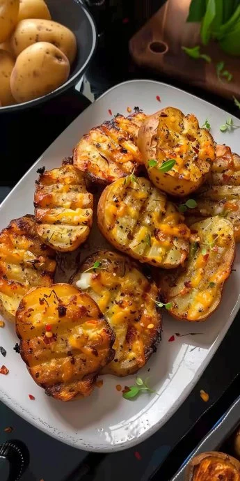 Papas al horno doradas y crujientes listas para servir