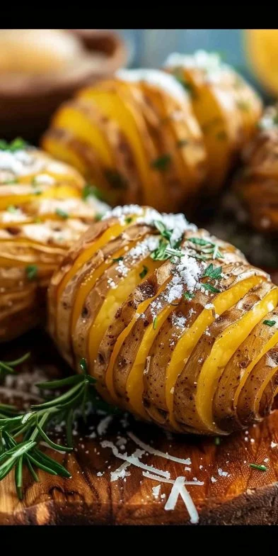 Papas Hasselback tiernas y crujientes con hierbas y especias