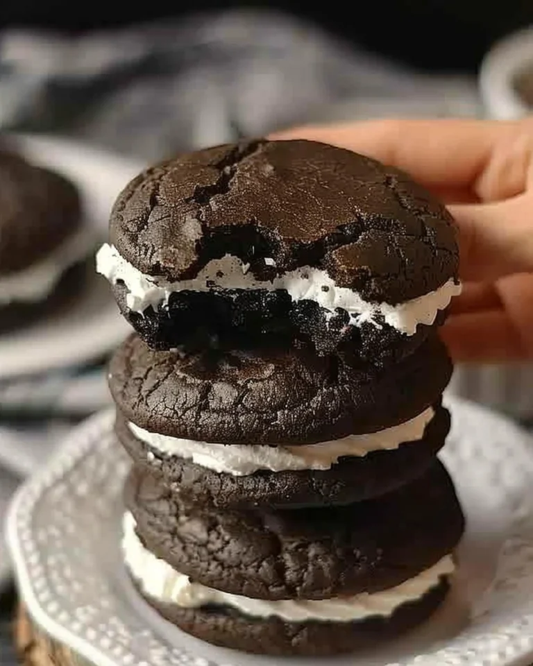 Deliciosos pasteles whoopie con crema en el centro.