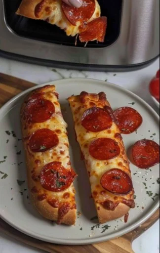 Pizza de Pan Francés con ingredientes frescos y crujientes