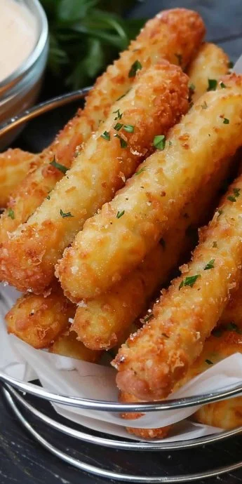 Deliciosos y crujientes Potato Cheese Sticks, perfectos como aperitivo