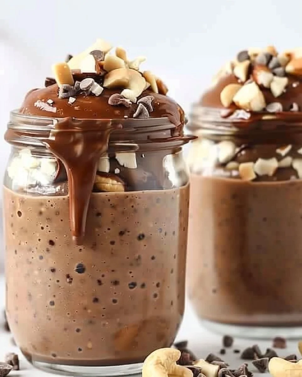 Pudín de chía con chocolate y mantequilla de maní en un tazón