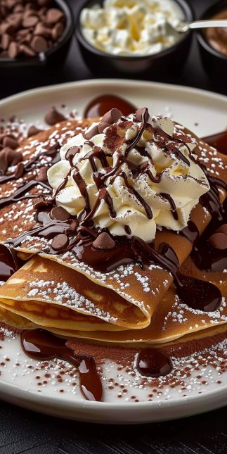 Crepas de Chocolate con Helado y Nata