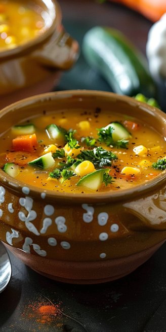 Sopa de Calabacitas con Elotes