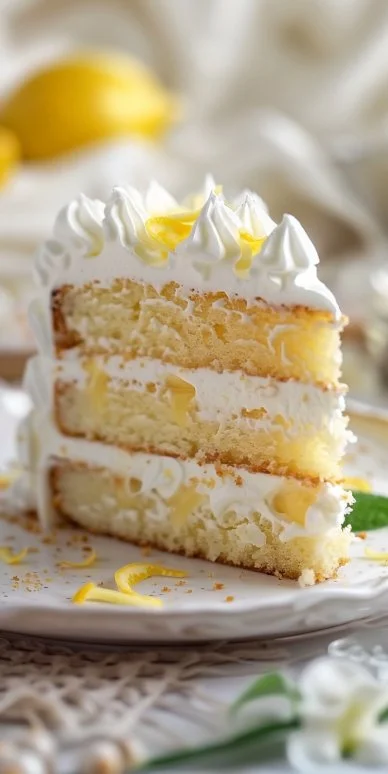 Bizcocho de limón esponjoso recién horneado en un plato