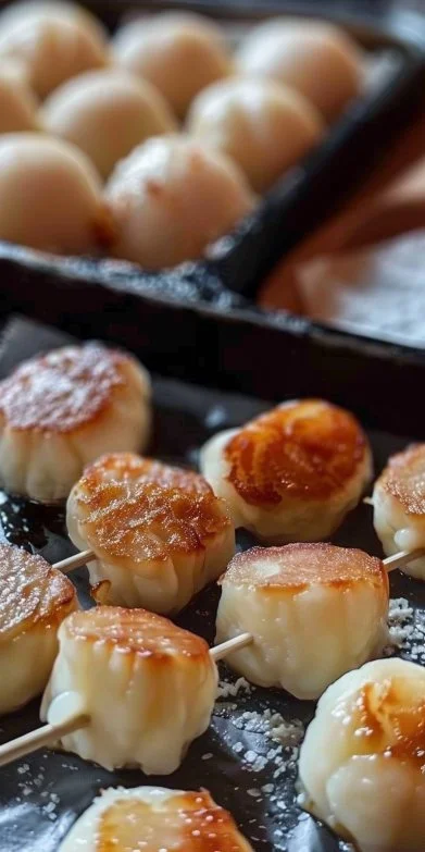 Delicioso mochi de papa preparado con ingredientes frescos y simples.