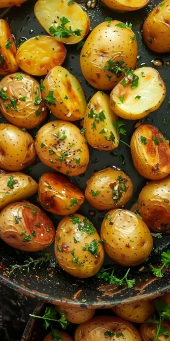 Plato de Papitas al Ajillo con Hierbas, delicioso y fácil de preparar.