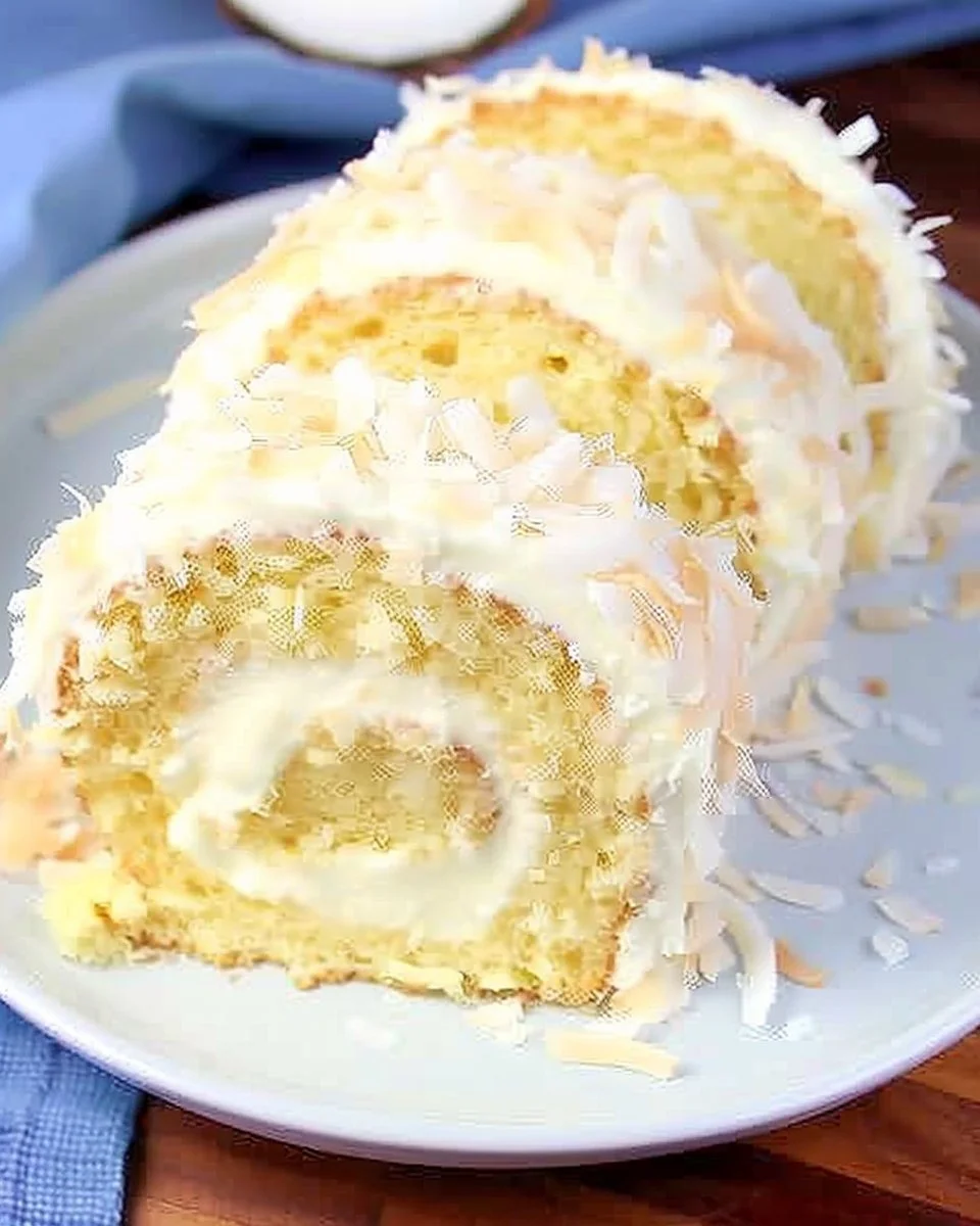 Rollito de Pastel de Coco, un delicioso postre de coco