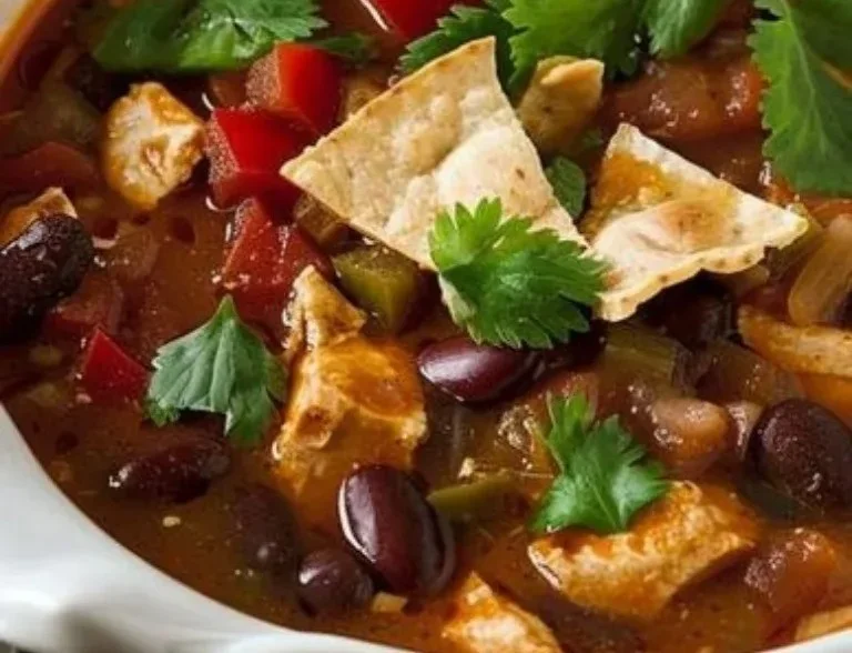 Plato de Sopa de Tortilla Mexicana con ingredientes frescos y crujientes