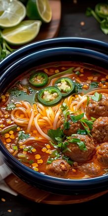 Sopa de Fideos con Albóndigas