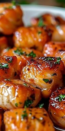 Bites of Salmon with Honey and Garlic in Air Fryer